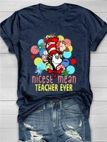 teeteety womens high quality 100 cotton nicest mean teacher ever printed graphic o neck t shirt