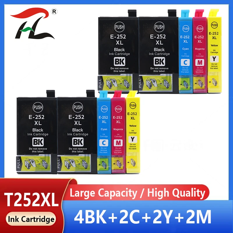 

10PK For Epson T2521 T252XL 252XL Ink Cartridge For Epson WorkForce WF-3620 WF-3640 WF-7610 WF7620 7110 3620 3640 7610 7620