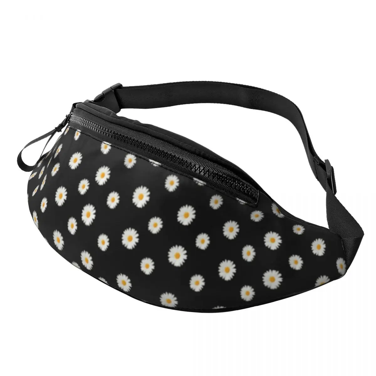 

White Daisy Waist Bag Cute Flower Print Woman Work Waist Pack Picture Polyester Bag