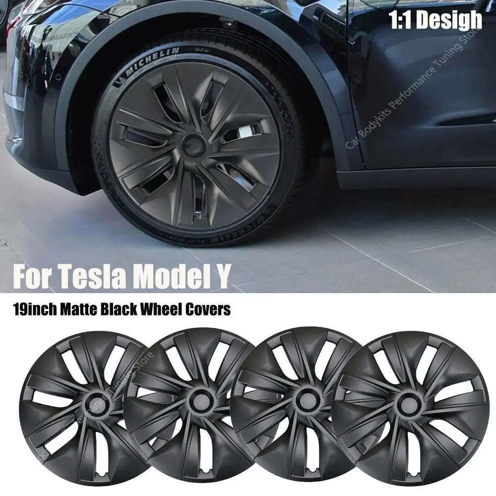 

4Pcs 19 inch Hub Cap For Tesla Model Y Replacement Wheel Cover Cap Automobile Hubcap Full Cover Accessories 2020 2021-2023 Mod