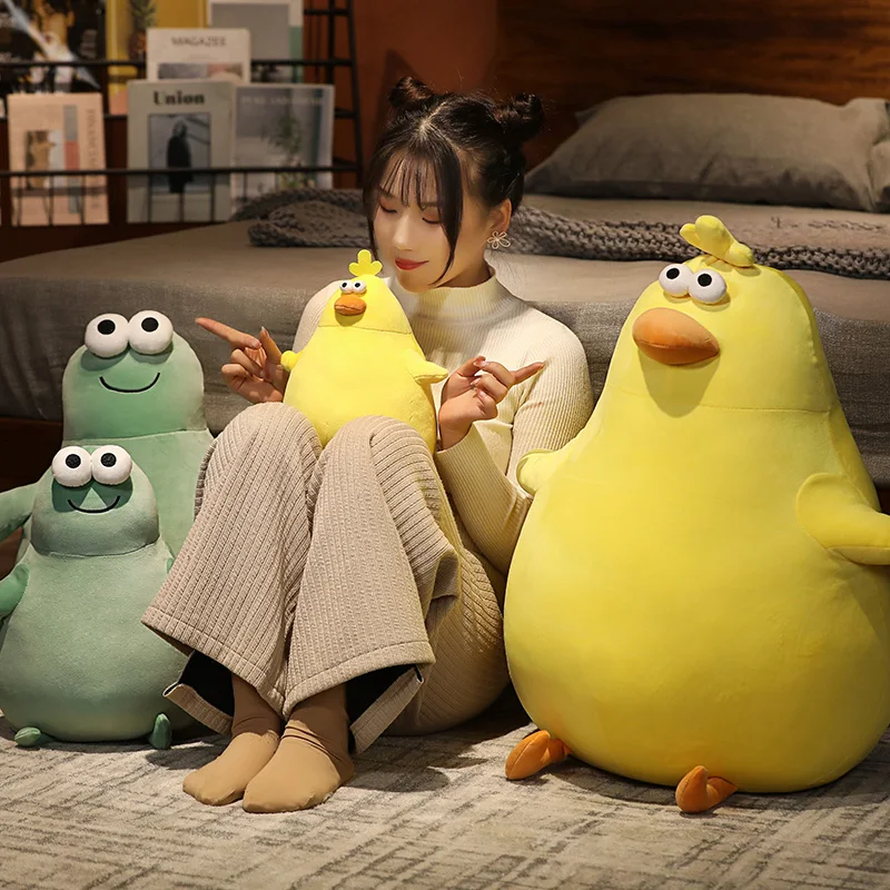 

Super Soft Kawaii High Quality Cute Chicken and Frog Toys Plush Tumbler Pillow Soft Stuffed Animals Sofa Bed Cushion