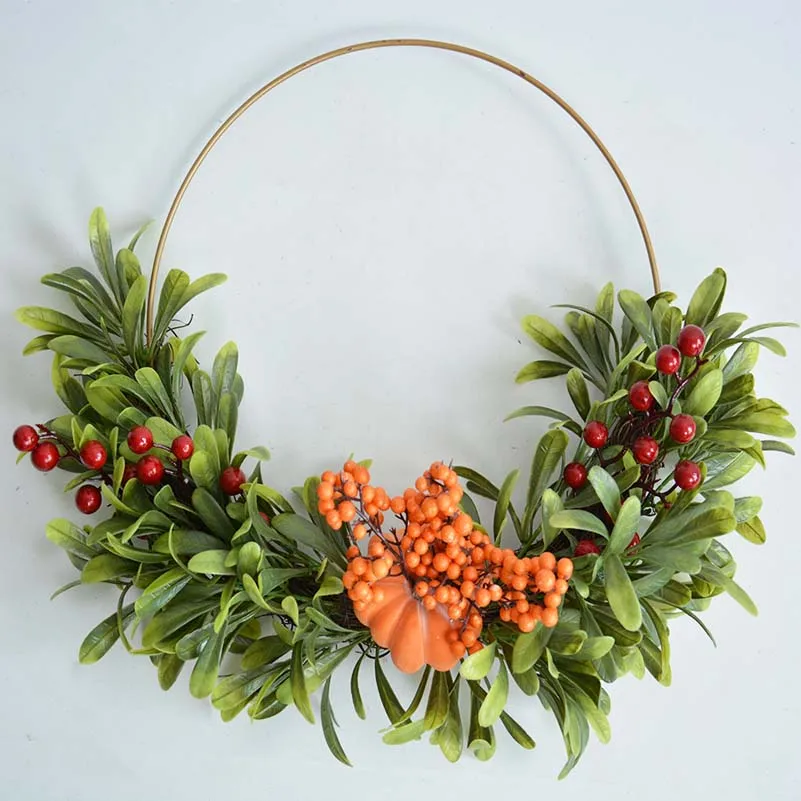 

Искусственный венок с кленовыми листьями и ягодами 24 дюйма 60 см, украшение для входной двери, рождественские гирлянды