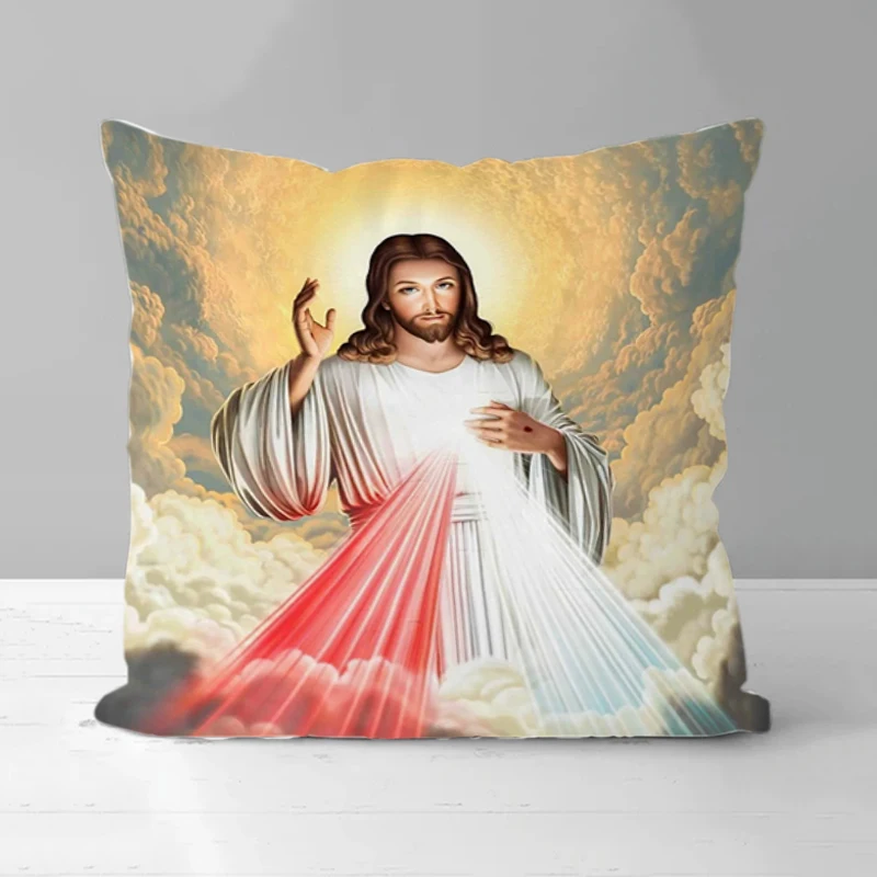 

Decorative Pillowcase Jesus Double-sided Printing Bedroom Bed Cushion Cover 45x45 Pillow Covers Decorative Couch Pillows Sofa