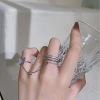 2022 light luxury niche design retro metal integral chain womens temperament butterfly simple unique tassel ring party gifts