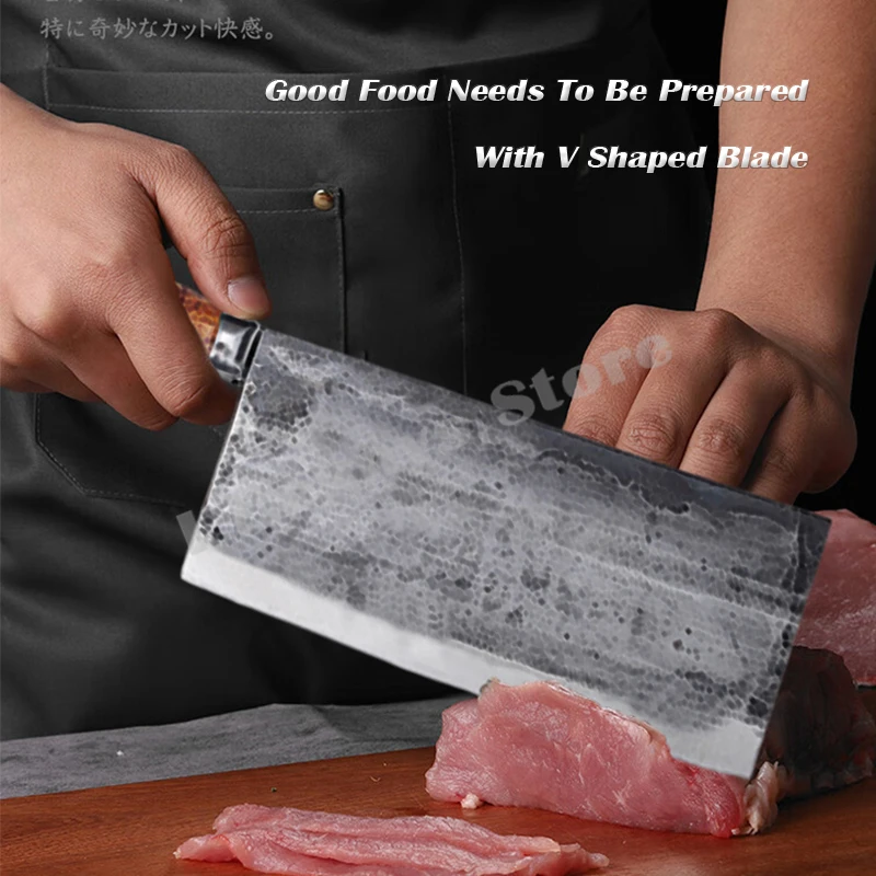 Профессиональные кухонные ножи-тесак ручная ковка 40cr13 стальные мясные ножи