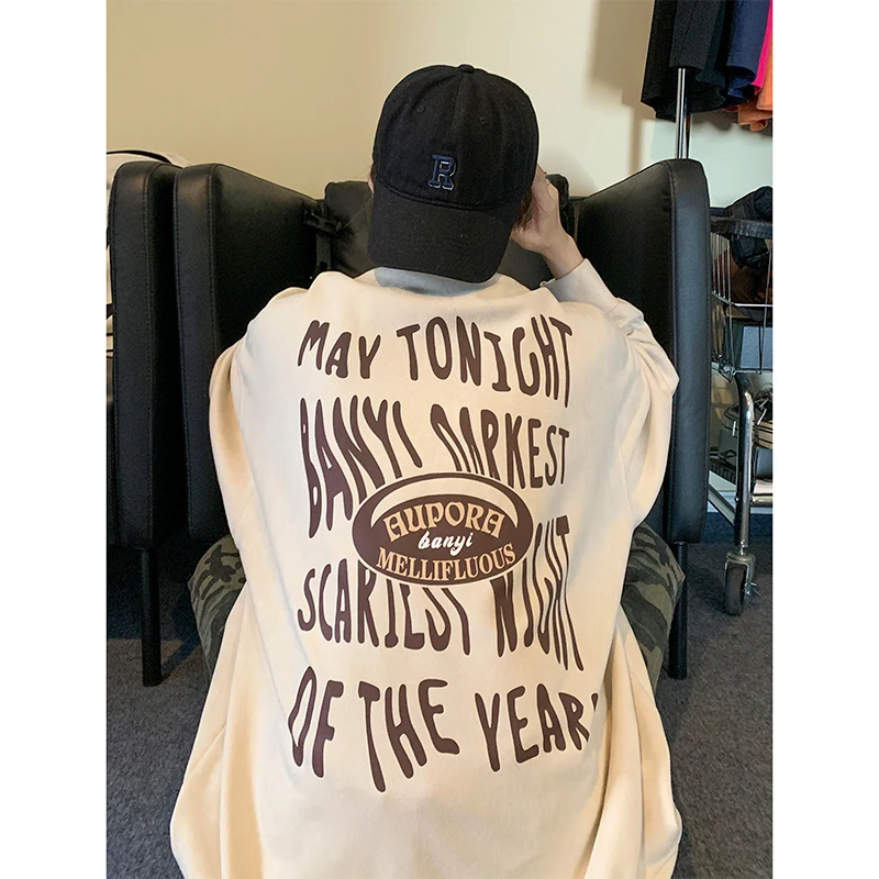 

Осенние новые замшевые свитера, мужские свободные городские готические стильные модные пуловеры с буквенным принтом, уличные топы, Толстовка Harajuku Y2k