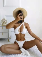 solid low waist bikini sets one shoulder swimsuit for women sexy cut out biquini two pieces swimwear 2022new beach bathing suits
