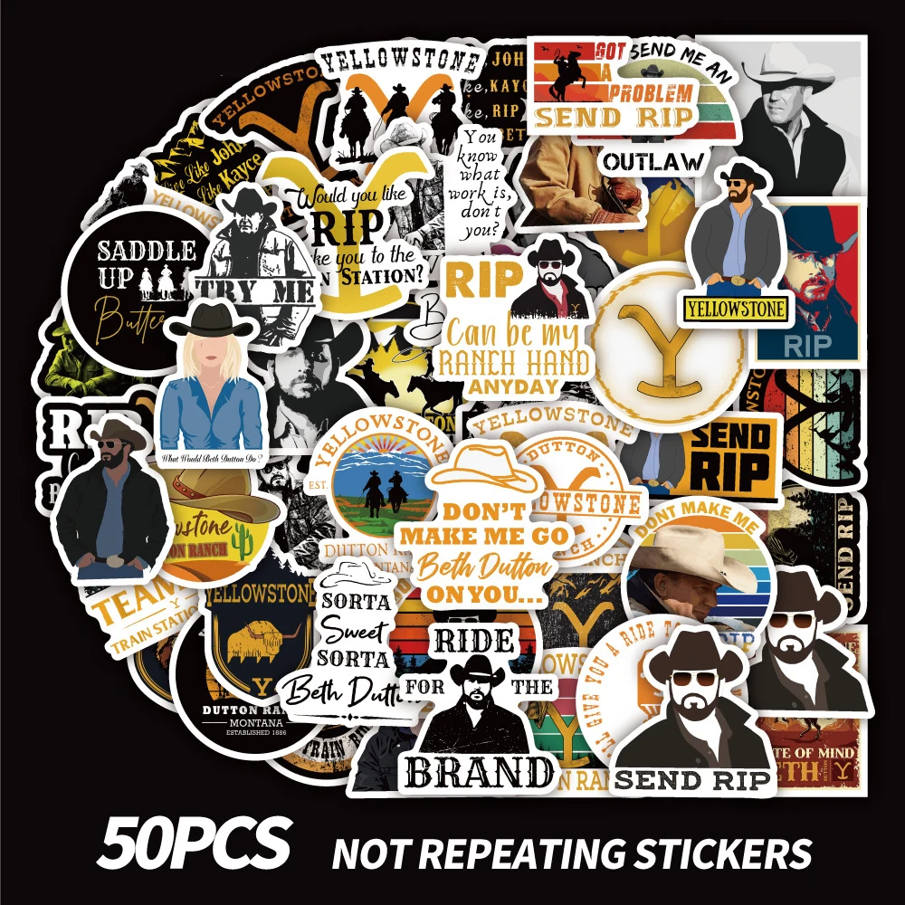 

10/30/50PCS Yellowstone Season TV Show Cartoon Graffiti Stationery Stickers for Luggage Laptop Skateboard Kids Guitar PVC Decals