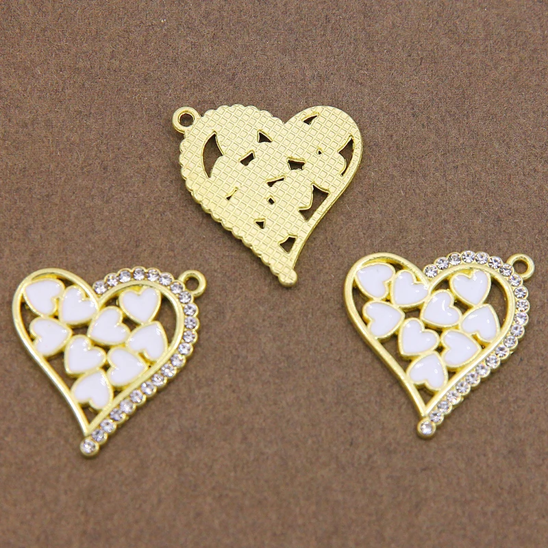 10 шт. 23*23 мм эмалевое Радужное сердце очарование для изготовления ювелирных