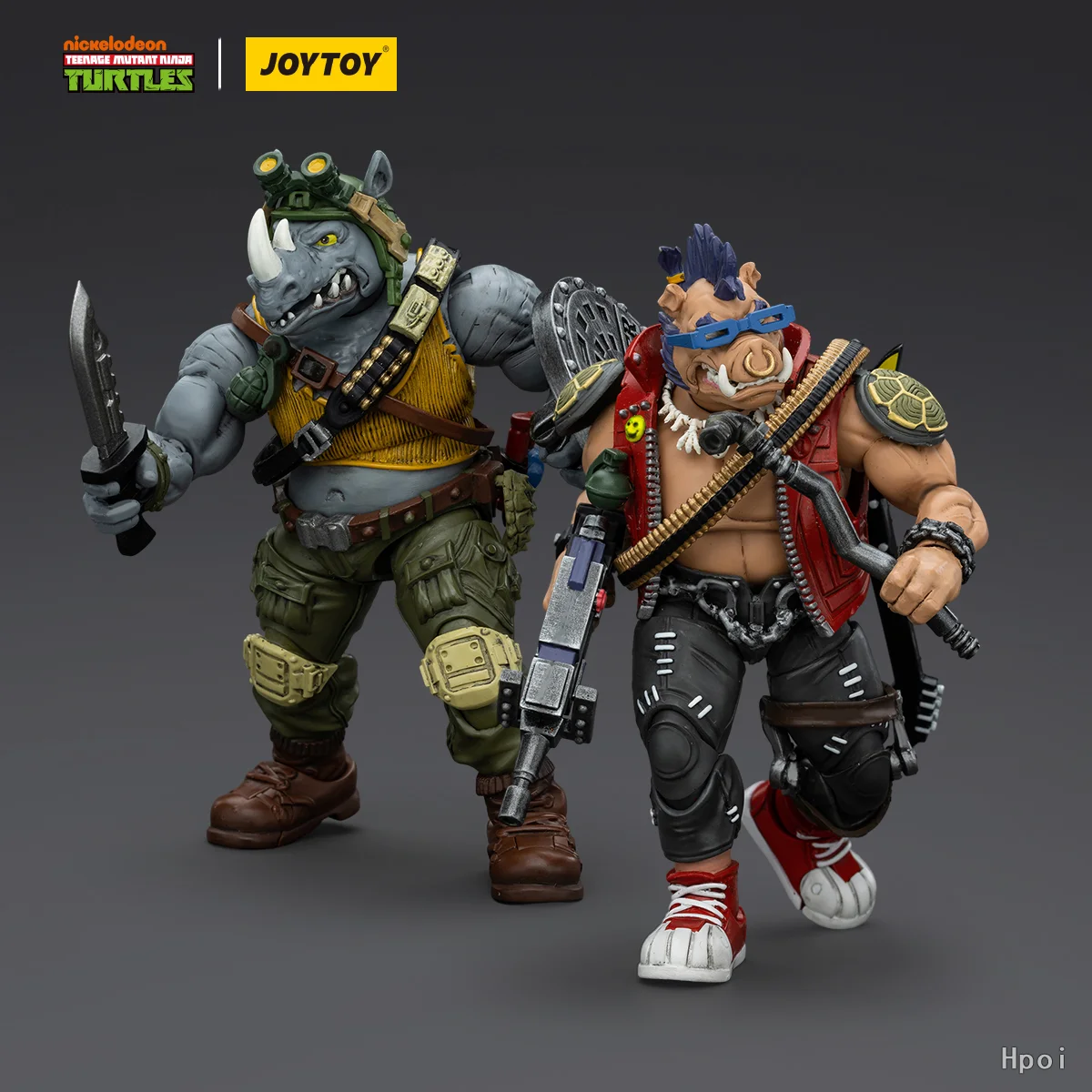 Фото 【SF】JOYTOY 1/18 Фигурки TMNT - Бибоп и Рокстеди, 2 шт., коллекционные модели, подарки, украшения №3