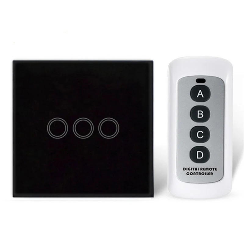 

Tempered Glass Panel touch switch 1/2/3 Gang multi way by rf 433 wireless remote control wifi Smart Touch Switch