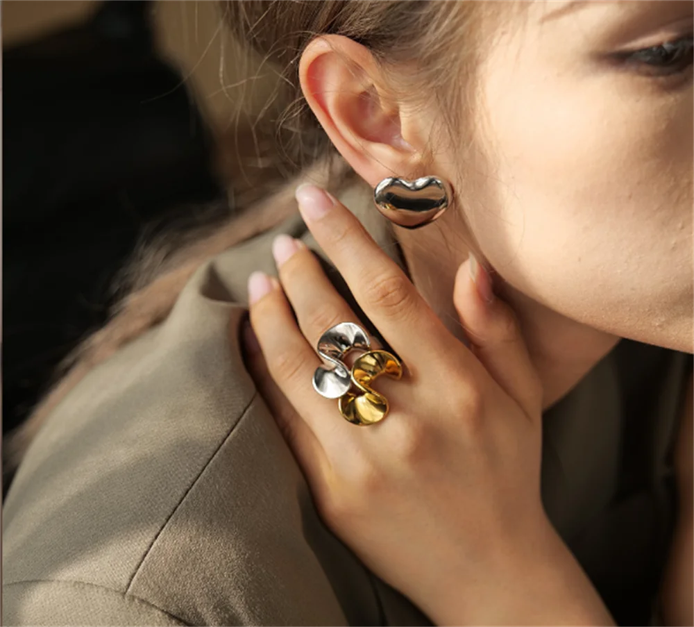 Grier 2023 Модные Простые Кольца с перекрестными листьями лотоса титановое стальное Ins кольцо