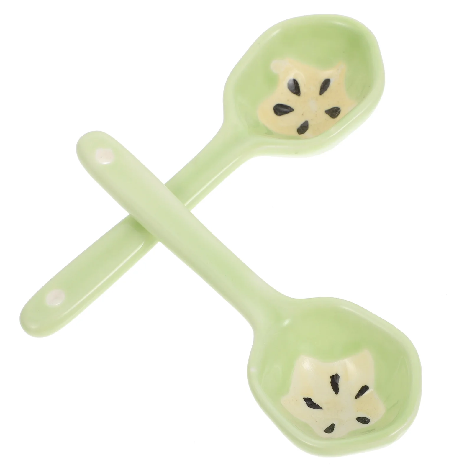 

2Pcs Carambola Shape Spoons Dessert Spoons Ceramic Spoons for Decor Kids Home