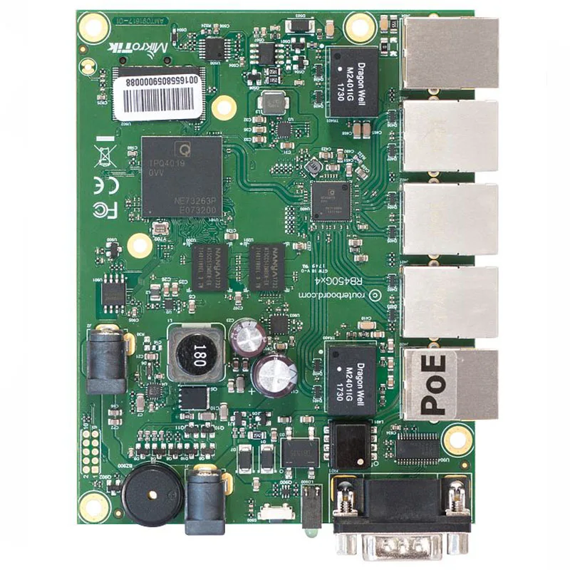 

4-ядерный процессор MikroTik RB450Gx4 ROS 716 МГц, 1 ГБ ОЗУ, 5-гигабитный Ethernet, PoE out на порте #5, маршрутизаторы L5