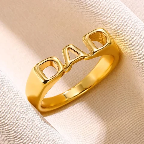 Кольца с буквами MOM SIS DAD для женщин и мужчин, винтажное кольцо на палец золотого цвета, модные украшения, семейные рождественские подарки