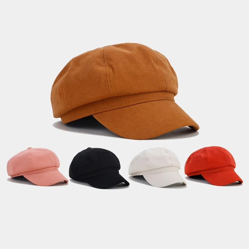 

Short Brim Solid Color Outdoor Sun Protection Peaked Cap Shade Autumn Winter Korean Version Beret Women Newsboy Hat