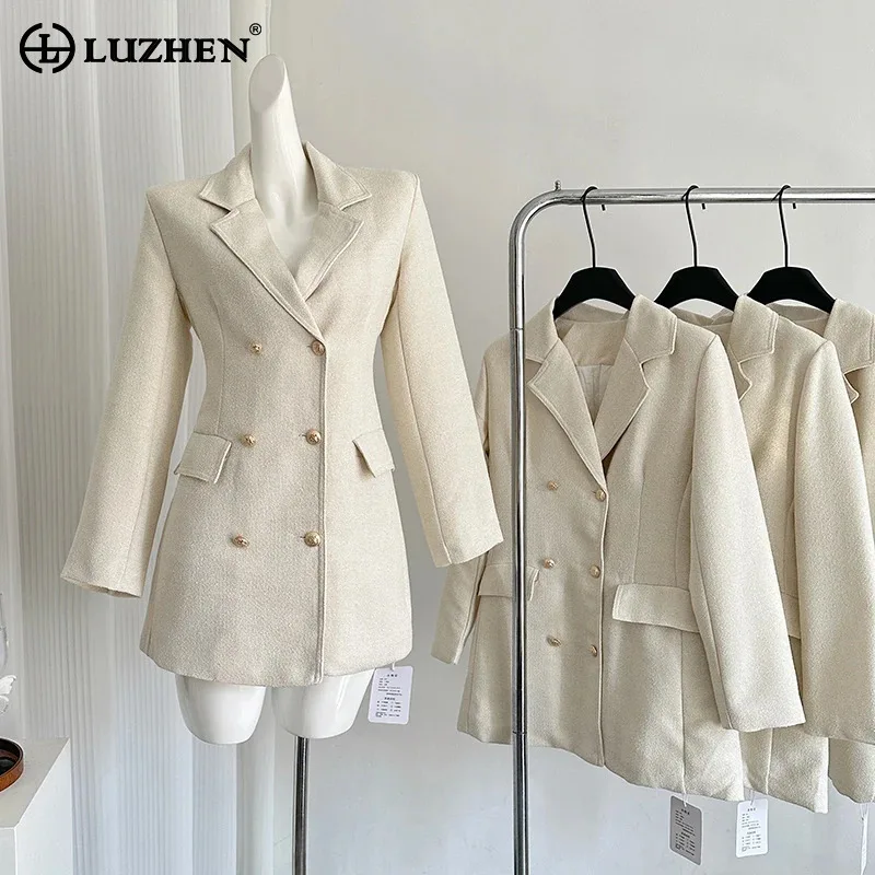 LUZHEN 2024 осенний роскошный элегантный двубортный пиджак женский модный однотонный