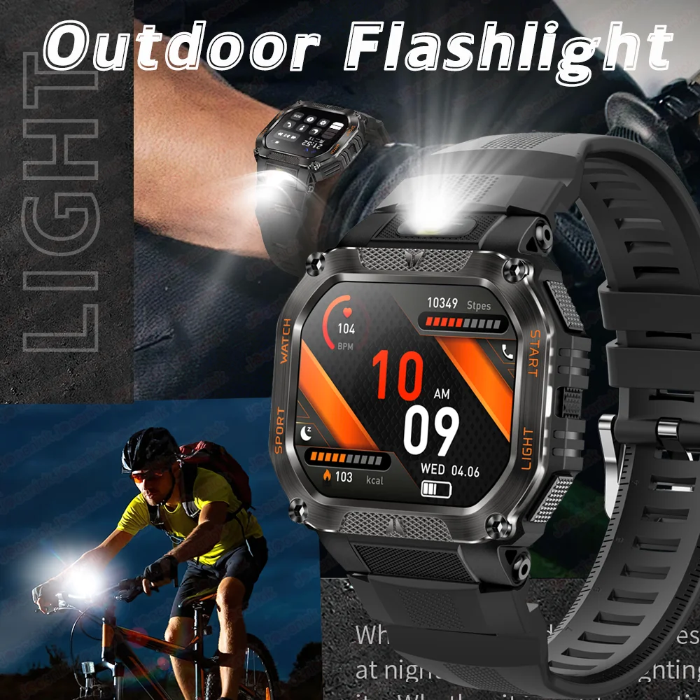 ChiBear SmartWatch Мужские светодиодные фонарики Спортивный уличный компас Bluetooth Вызов Сердечный ритм Водонепроницаемые женские умные часы для Huawei (art.: 3920d0f49de4e) - 3920d0f49de4e