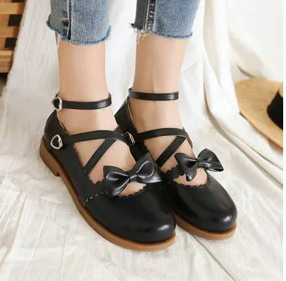 

Round Toe Casual Woman Shoe Bow-Knot Female Footwear Shallow Mouth Butterfly Dress New Solid PU Leisure Butterfly-knot Rubber Fl
