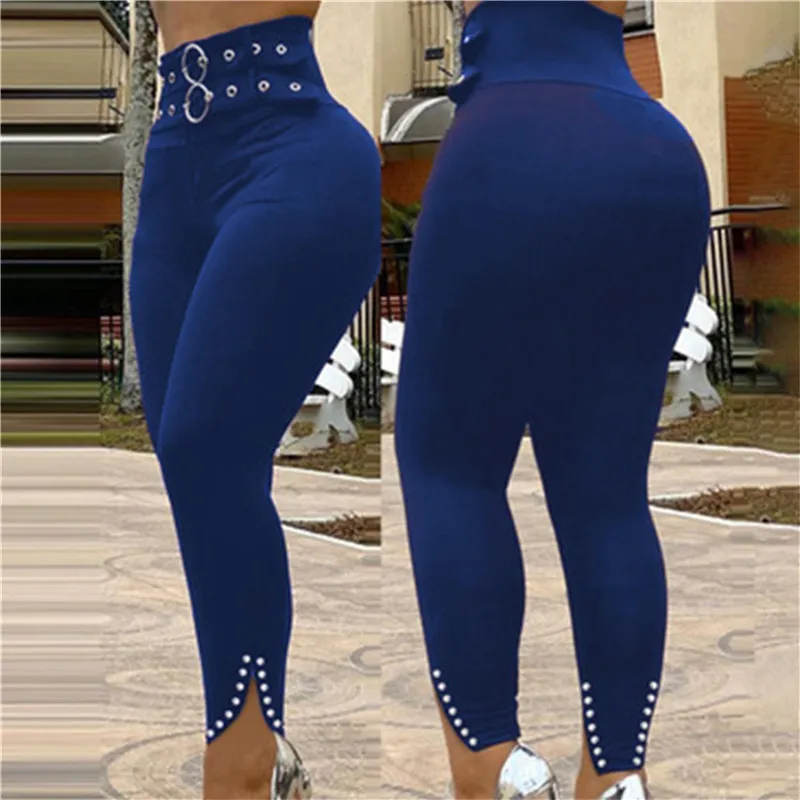 

Women High Waist Skinny Stretchy Pencil Pants with Belt Ladies Sexy Slim Fit Leggings Female Hip Lift Long Trousers