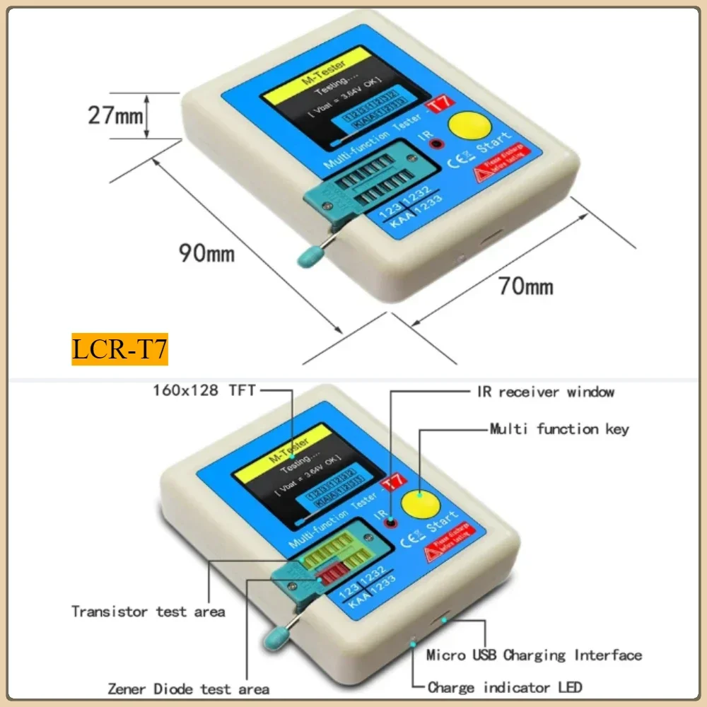 Мультиметр с ЖК-дисплеем LCR-TC1 1 8 &quotTFT тестер транзисторов диодный триод