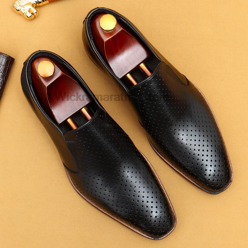 HKDQ итальянские мужские туфли-оксфорды из натуральной кожи черные коричневые