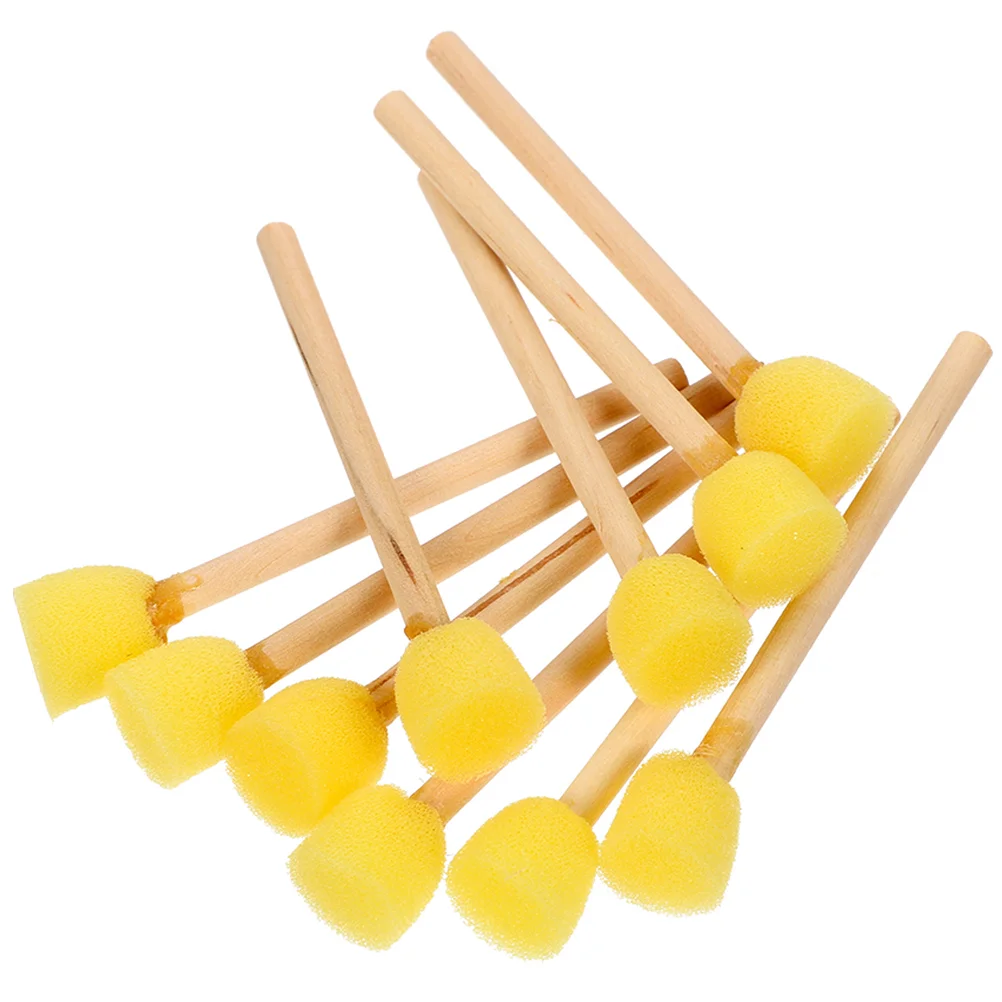 

Sponge Brush Wooden Handle Foam Brushes Painting Sponges Natural Drawing Toys Holder