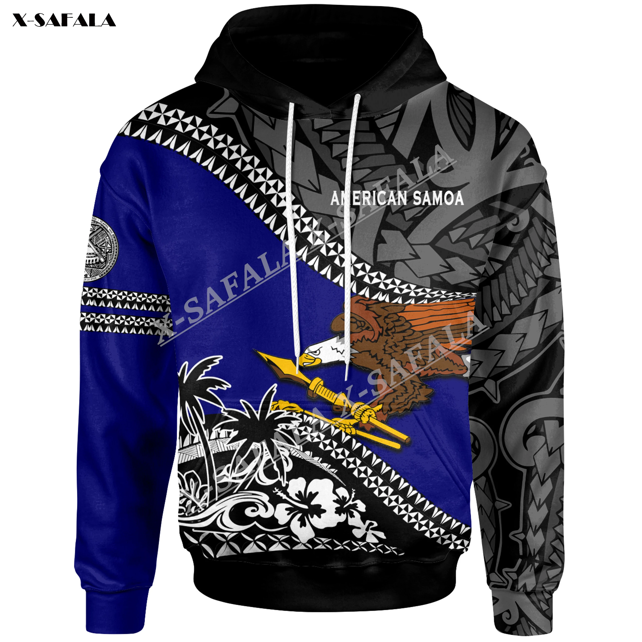 

American Samoa Fall In The Wave Eagle 3D Print Zipper Hoodie Men Pullover Sweatshirt Hooded Jersey Tracksuit Outwear Coat