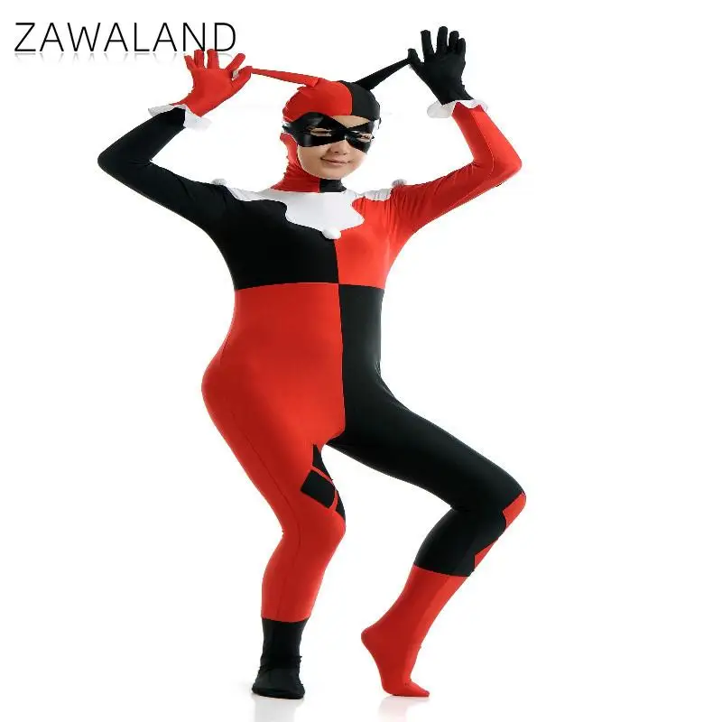 Фото Zawaland взрослый клоун косплей костюм Хэллоуин вечерние боди сценический костюм забавный праздничный комбинезон комплект женский мужской костюм №1