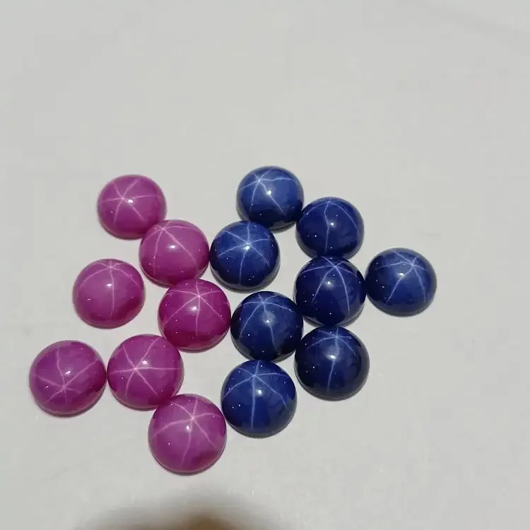 Синий красный звездный сапфировый камень круглый кабошон синтетический