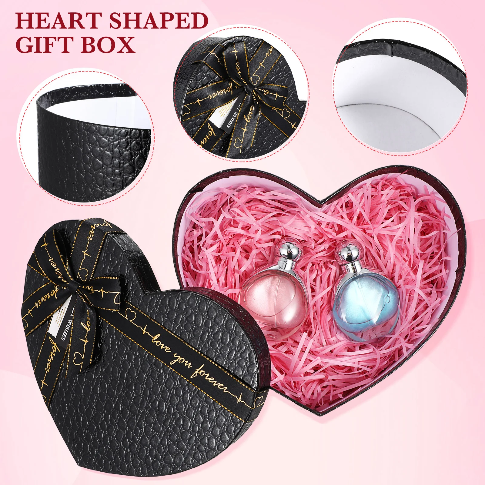 Черная подарочная коробка в форме сердца Подарочная с крышкой для коробок
