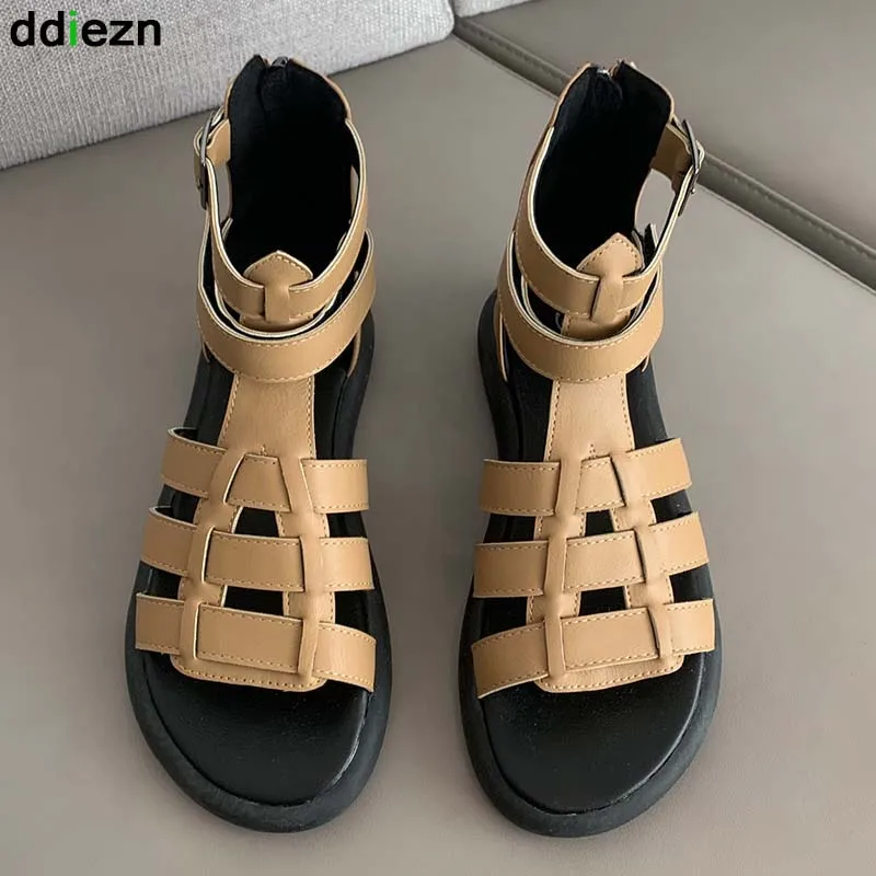 

Women Sandals Ladies Shoes Peep Toe Gladiator Female Shoes Casual Flip Flop Summer Rubber Open Flats Sandals Woman 2022