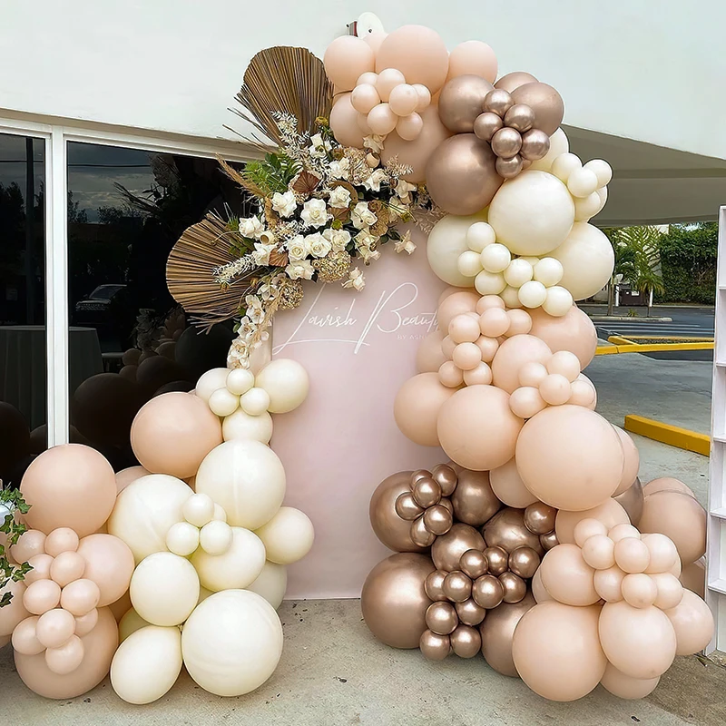 

155Pcs Cream Peach Latex Balloons Kits Wedding Birthday Gender Reveal Party Ballons Garland Anniversaries Baby Shower Decoration