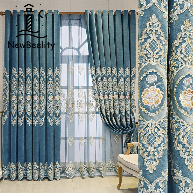 

Шторы в европейском стиле для гостиной, столовой, спальни, роскошные шторы из шенилла с вышивкой, шторы на окна для дома