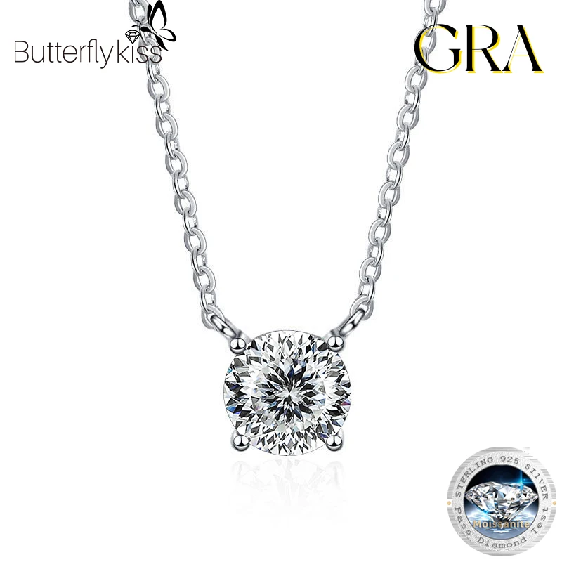 Butterflykiss D Color 1/2/3/5 Carat Moissanite Pendant Necklace S925 Silver Chain Plate Pt950 Gold For Woman Fine Jewelry GRA
