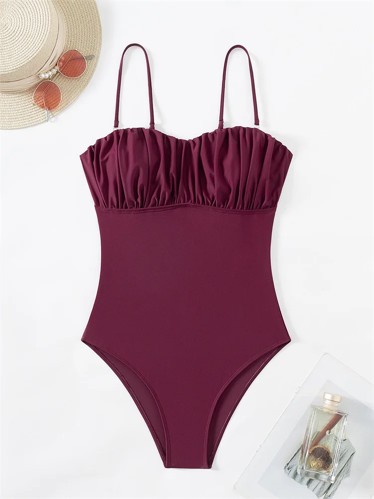 Цельный купальник Женский однотонный топ-труба новинка 2024 сексуальный Монокини