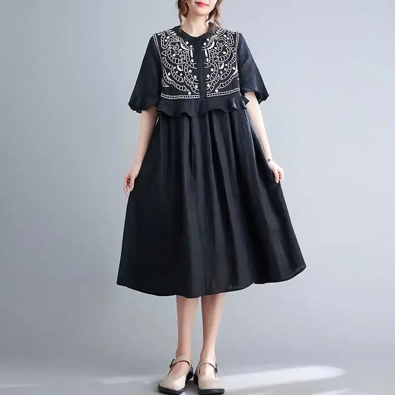 Лето 2023 новое свободное утягивающее винтажное платье трапециевидной формы с