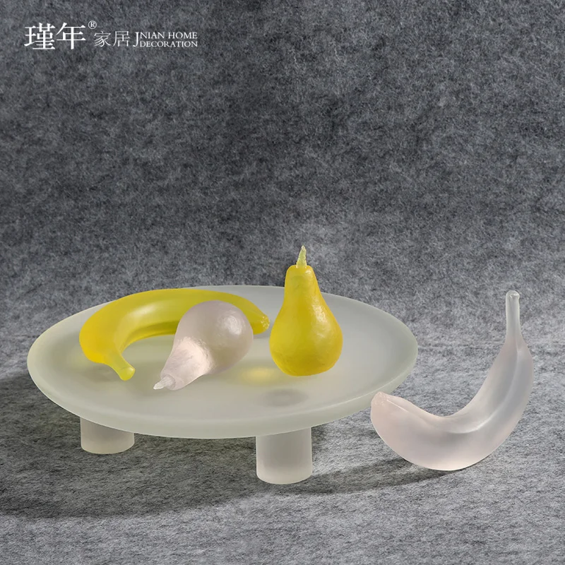 

The New Chinese-Style Modern Light Luxury Frosted Circular Three-Legged Fruit Decoration Model Restaurant And Tea Table Table