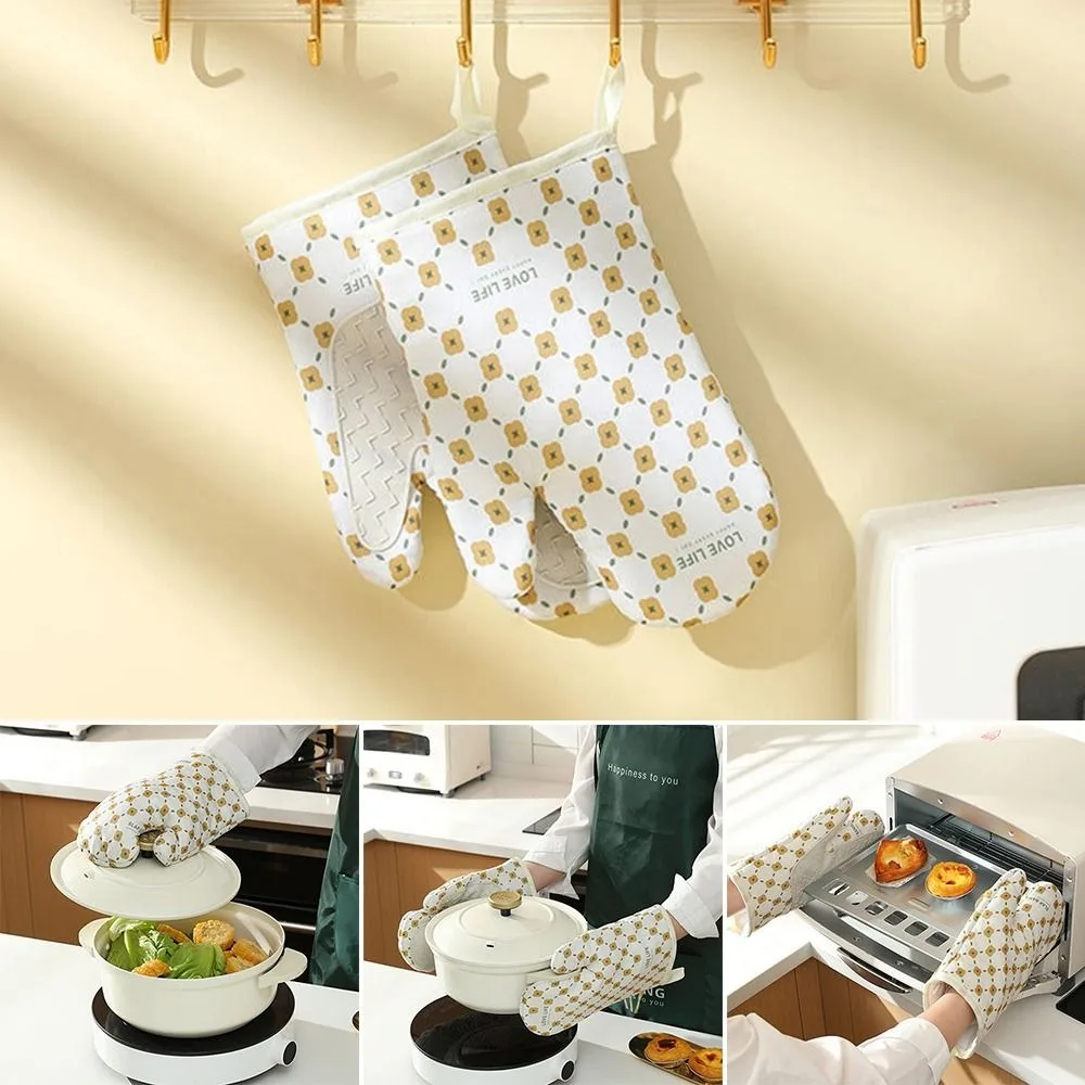 

Heatproof Mitten Baking Tool BBQ Potholders Oven Mitts Silicon Oven Gloves Baking Gloves Oven Gloves Cotton Oven Glove