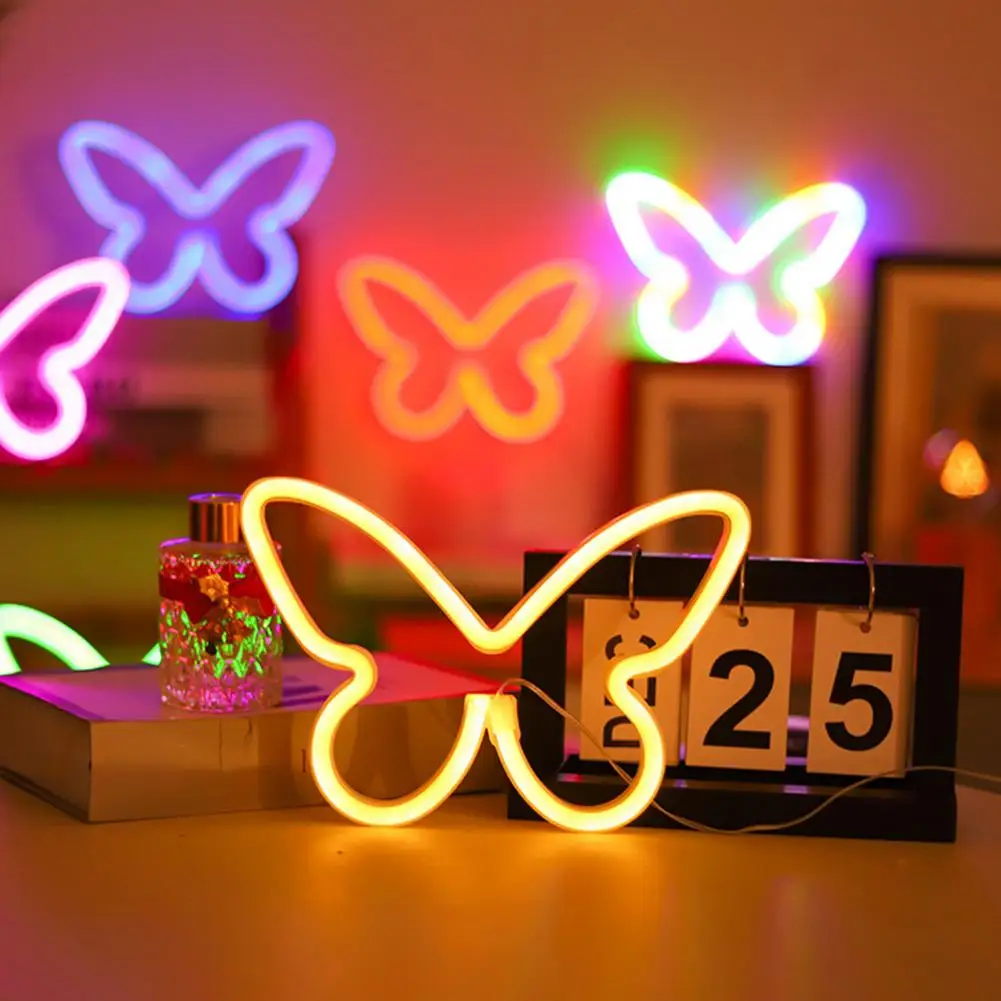 

LED Neon Light Colorful USB Night Light 3D Soft Lighting Butterfly Neon Sign Wall Lamp Photography Prop Party Supply Home Decor