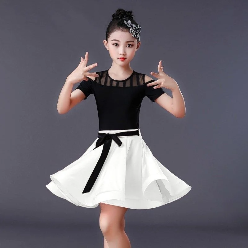 

2023 New Kids Latin Dance Clothes Girls Practice Performance Split Professional Competition Clothes Summer Performance Clothes