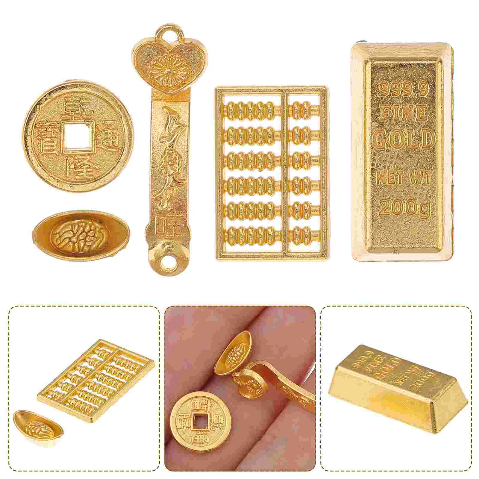 

Gold Ingotminibar Miniature Modelhouse Bullion Fortune Good Ornament Figurine Golden Yuan Bao Decorationaccessory Bricks Brick