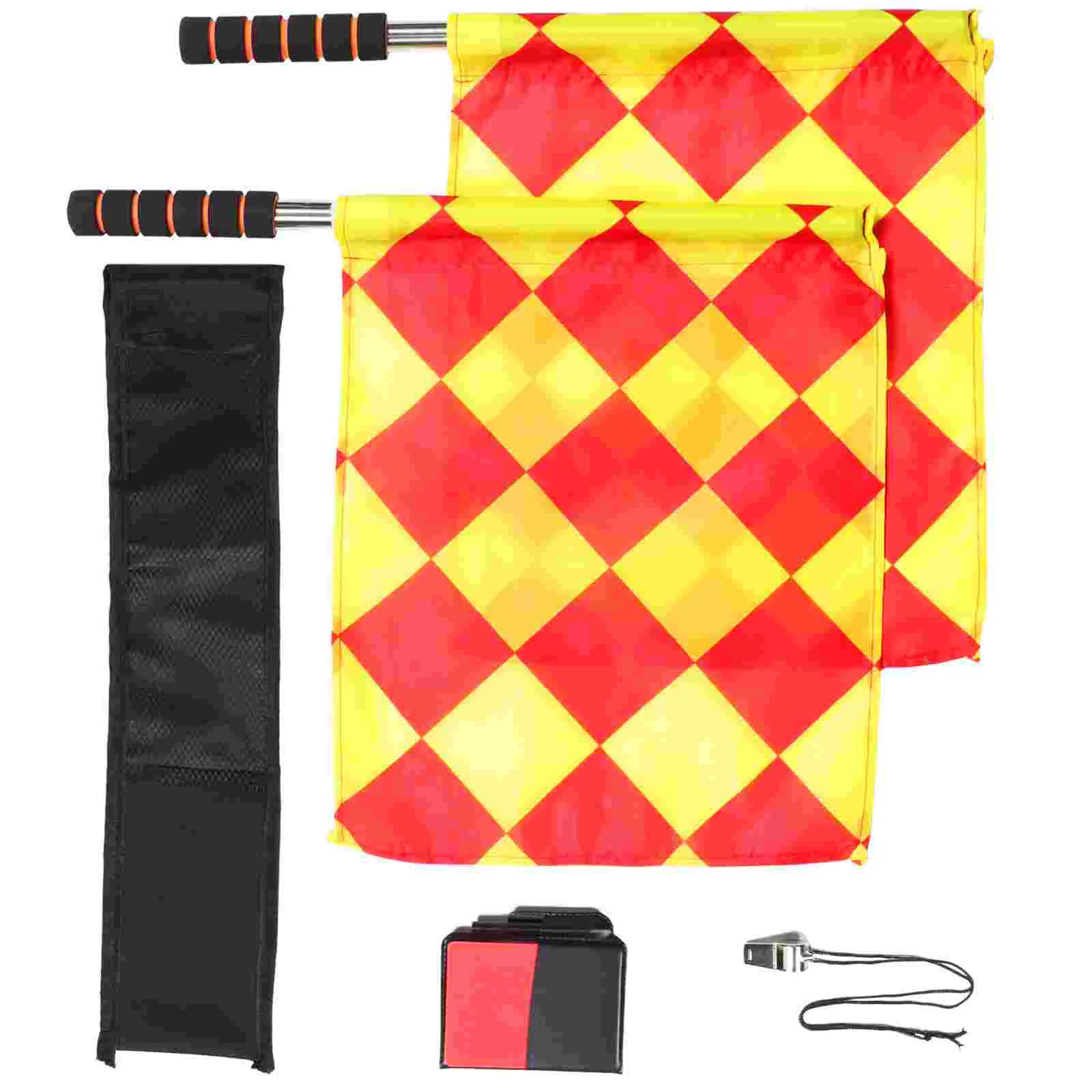 1 Set Football Flags Red Yellow Cards with Soccer Referee Flag Set Referee Whistles for Sports