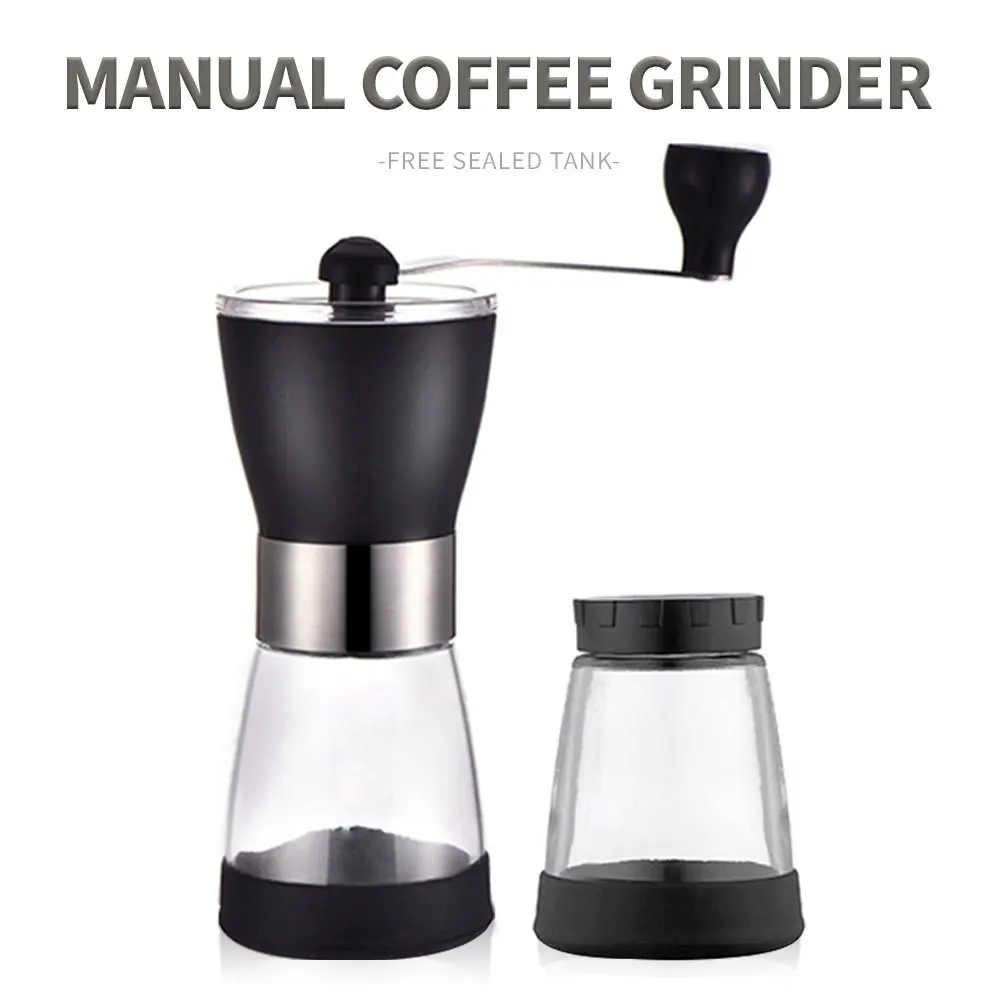 

With Glass Sealed Jar Manual Grinder Ceramic Movement Adjustable Coarse Fine Portable Coffee Grinders Coffeeware Кофемолка D