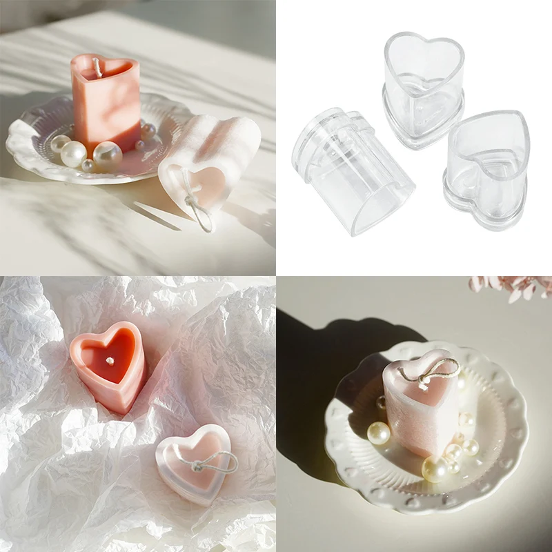 

Love Heart Candle Mold Clear Acrylic Plastic Candle Column Soap Cake DIY Handmade Mold Valentine's Day Wedding Decor Souvenir