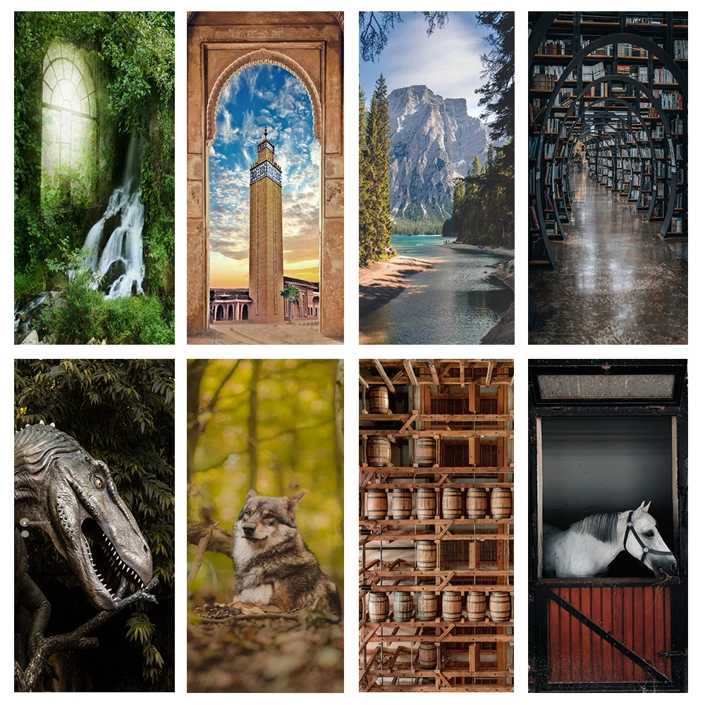 Настенные водостойкие Стикеры для двери в виде пейзажа