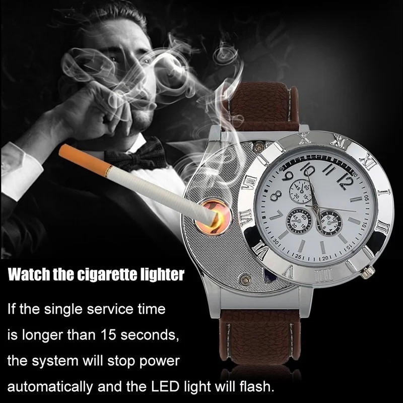 

#H-906 USB Men's Rechargeable Watch Electronic Lighter Electric Tungsten Wire Fashion Windproof Lighter