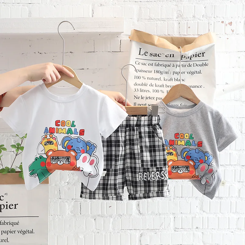 

Комплект летней детской одежды из 2 предметов, с коротким рукавом и круглым вырезом