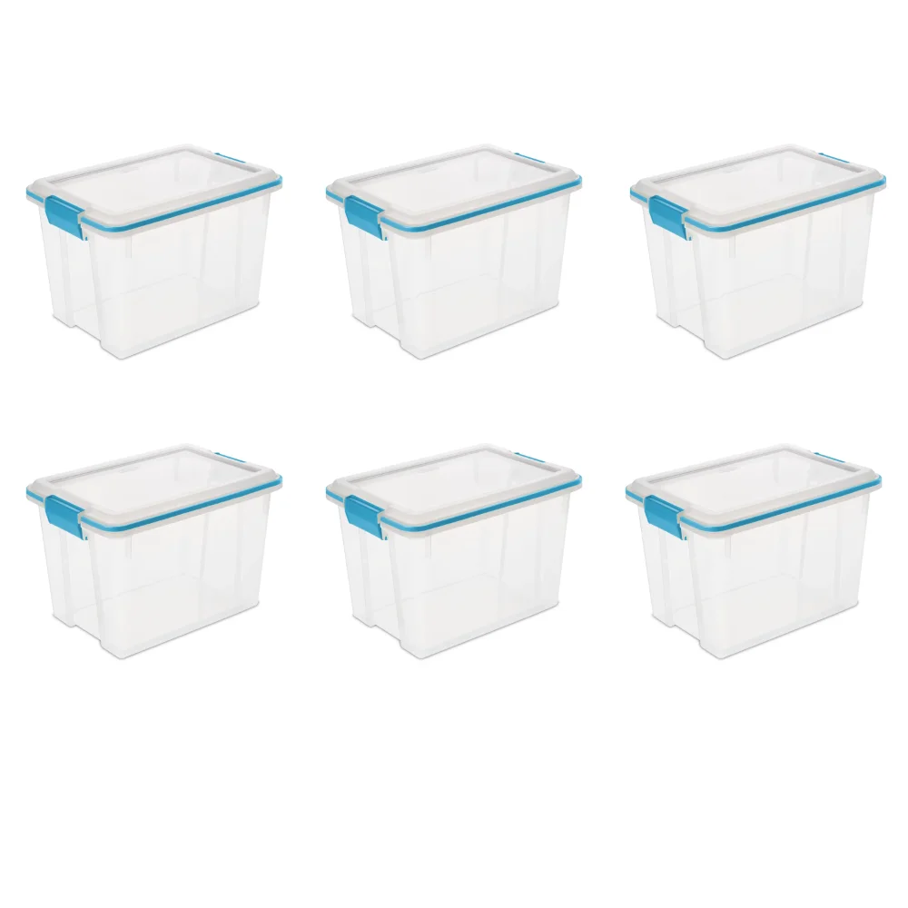 

20 Qt. Gasket Box Plastic, Blue Aquarium, Set of 6,Strong and Durable,16.12 X 11.25 X 10.88 Inches