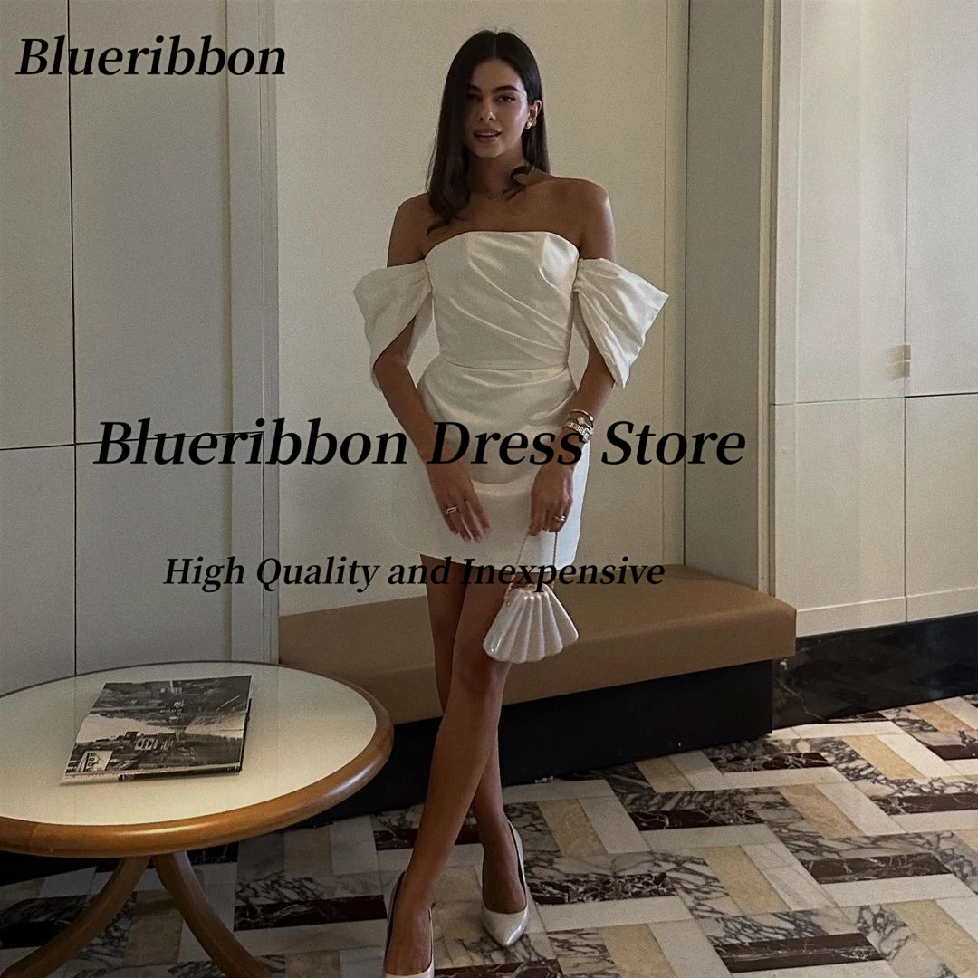 Женское платье с открытыми плечами Blueribbon на молнии рюшами сзади для выпускного